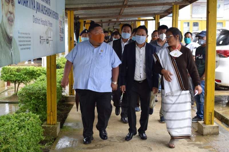 Minister Temjen Imna Along and Advisor Namri Nchang visits District Hospital, Peren on May 30 to oversee the ongoing preparedness of the hospital and also to take stock of the infrastructure available at District Hospital, Peren. (DIPR Photo)